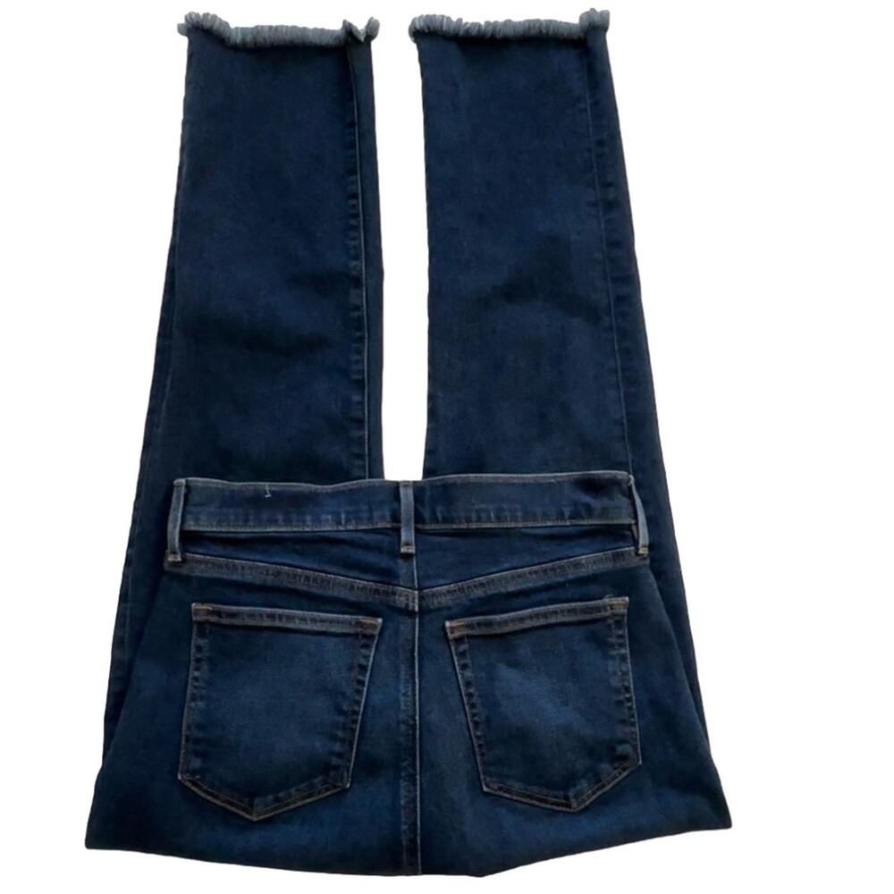 Loft Jeans Dark Wash High Waist Straight Leg Frayed Hem Denim Jeans Size 4 - Picture 9 of 12